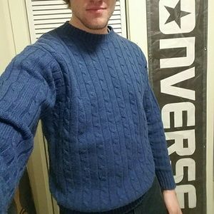 L. L. BEAN Men's Vintage Blue Cableknit Sweater ;)